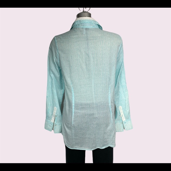 FDJ striped clear green and white long shirt Size 10 - Picture 2 of 13